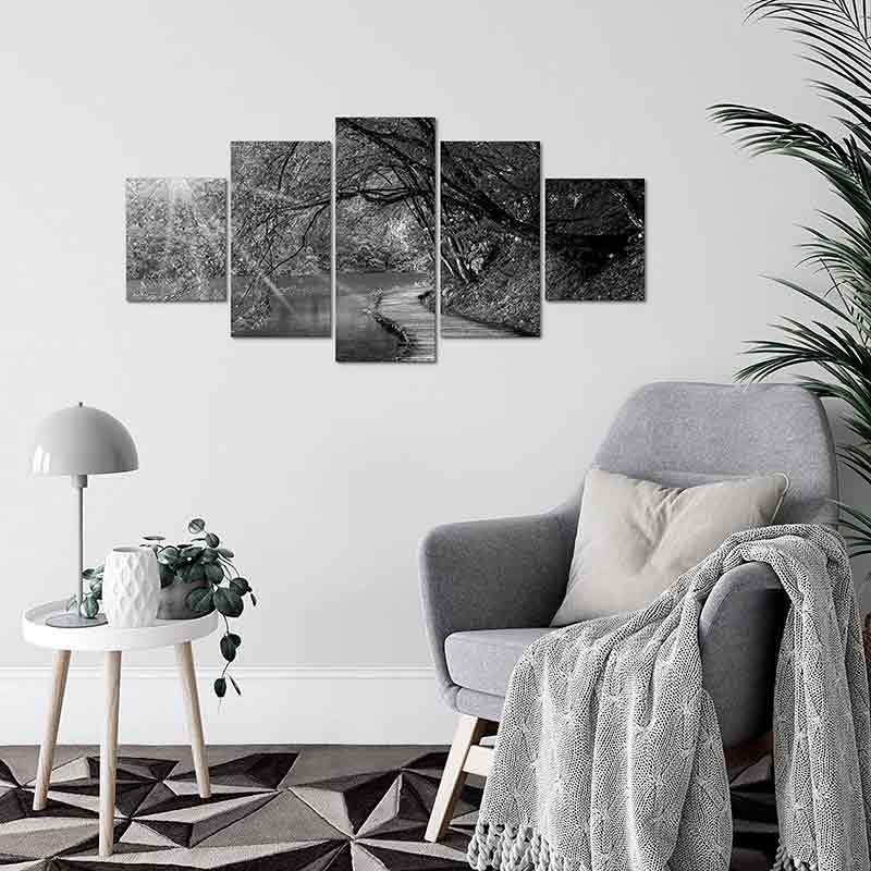 decorar con fotos en blanco y negro cuadro de cinco-piezas